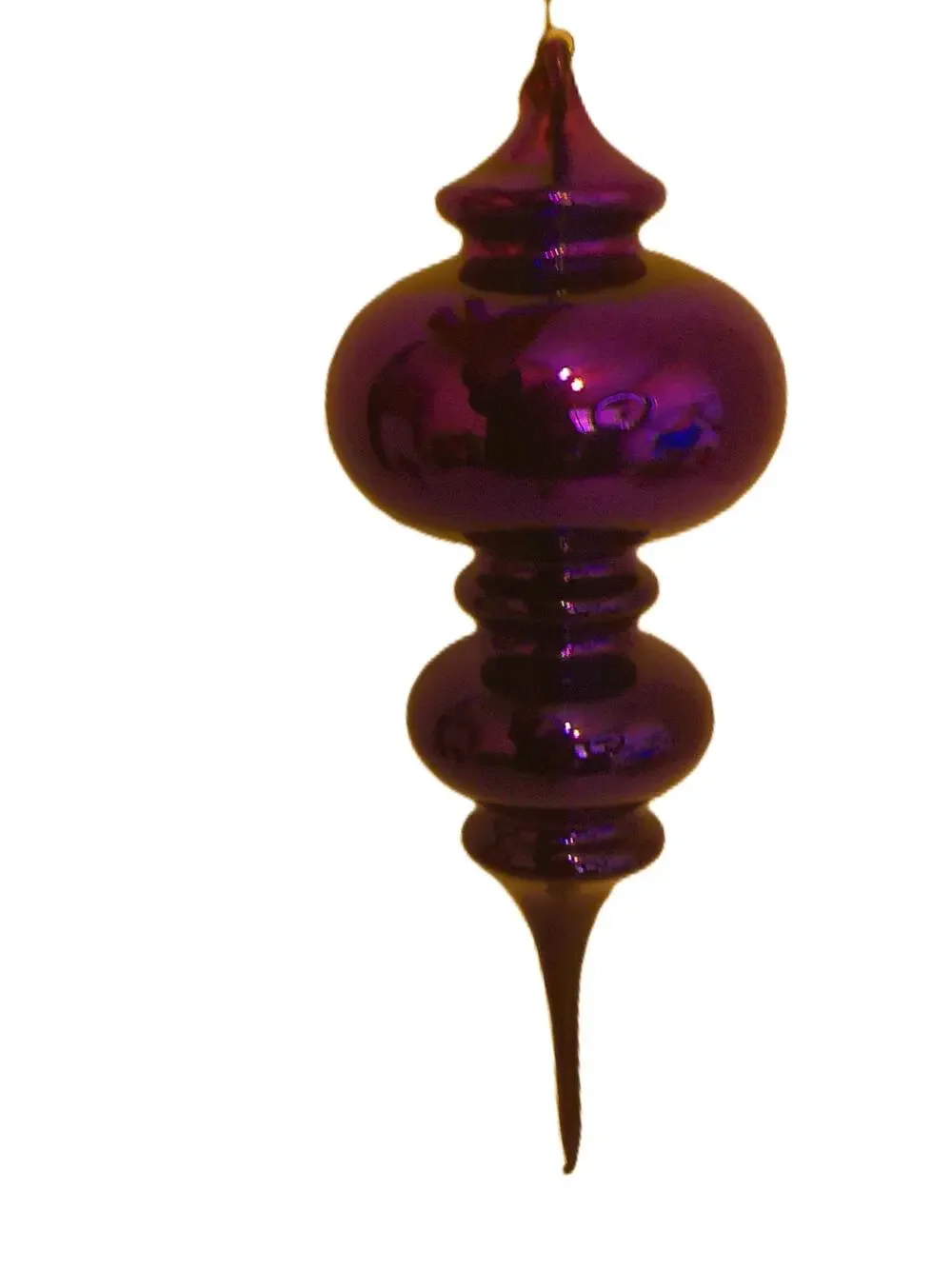 Vintage Dept 56 Purple Blown Mercury Glass Double Finial Christmas Ornament Box